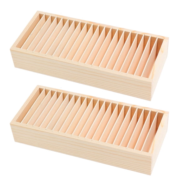 Hemoton FRCOLOR 2pcs Wooden Index Card Organizer Multi Compartment Detachable Card Holder for Business Cards Jewelry and Office Desktop Storage
