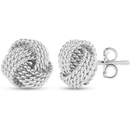 LeCalla 925 Sterling Silver Light-Weight Italian Design Love Knot Stud Earrings Jewelry for Women and Teen 10MM