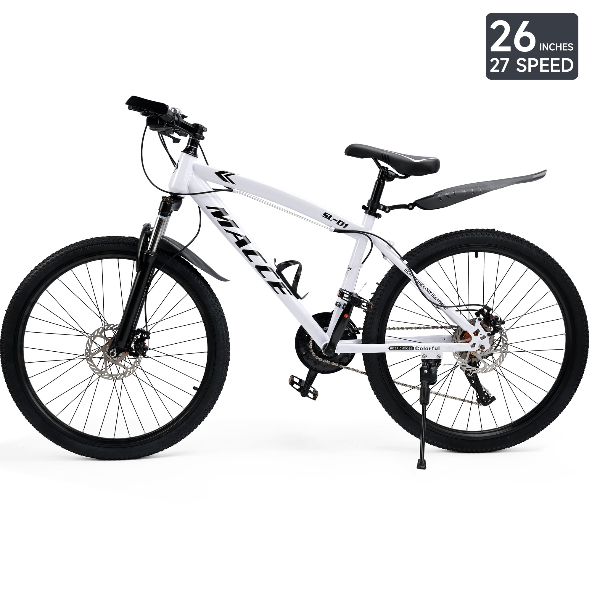 26/27.5 inch Mountain Hardtail Mountain Bike for Men/Women, 27 Speed Twist Shifting, Front Suspension, Comfort Saddle, Purple/Black/White