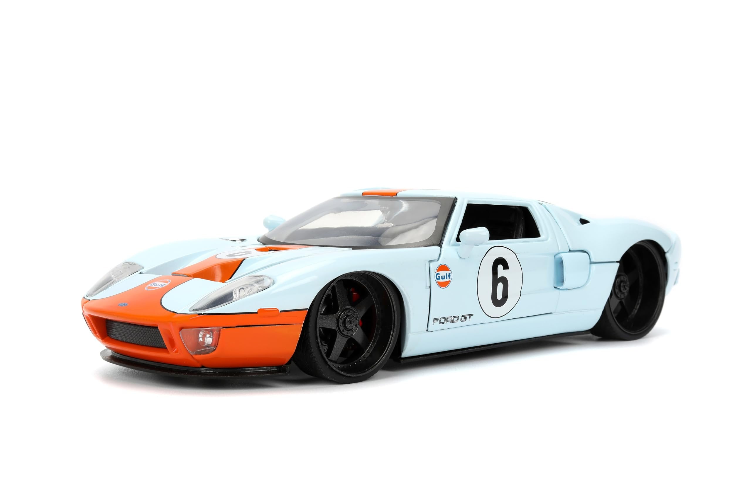 Jada 36373 1-24 Scale 2005 Ford GT No.6 Gulf Oil Light Hyper-Spec Series Diecast Model Car - Blue & Orange