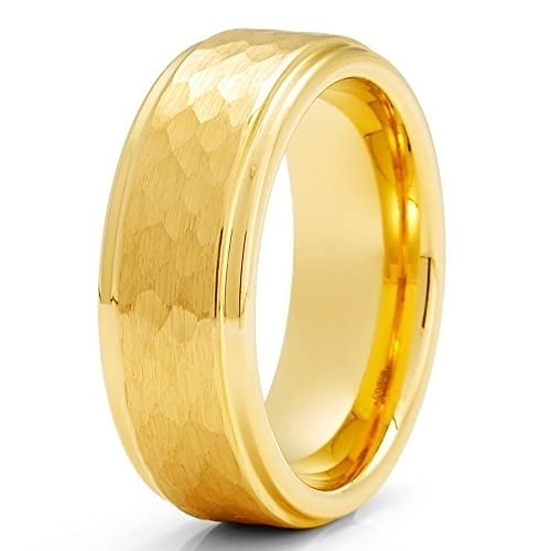 Yellow Gold Tungsten Wedding Ring,8mm Wedding Band,Tungsten Carbide Ring,Anniversary Ring,Engagement Ring,Comfort Fit