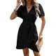 thumbnail image 1 of Vestido Informal de Verano para Mujer, de Corta y Cuello en V, para Vacaciones, Estilo Midi Cruzado con Efecto Piel de Serpiente. Negro L, 1 of 9