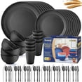 thumbnail image 1 of Juego de vajilla Hommaly Wheat Straw, 64 piezas, negro para 8, 1 of 7