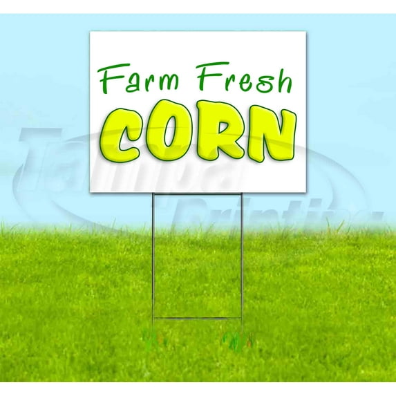 Farm Fresh Corn (18" x 24") Yard Sign, Includes Metal Step Stake