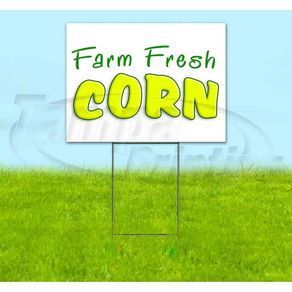 Farm Fresh Corn (18" x 24") Yard Sign, Includes Metal Step Stake