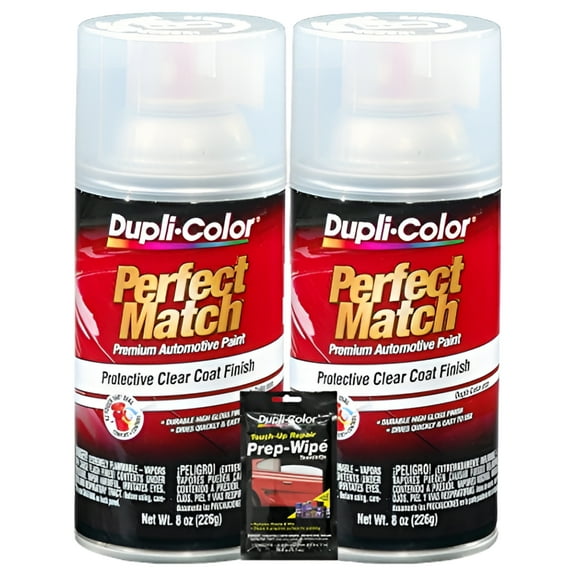 Dupli-Color Acrylic Clear Perfect Match Automotive Top Coat - 8 oz, Bundles with Prep Wipe (3 Items)