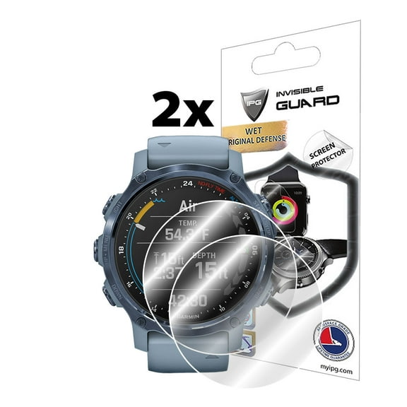IPG for Garmin Descent Mk2S, Smaller-Sized Watch Screen Protector (2 Units) Invisible Ultra HD Clear Film Anti Scratch Guard-Smooth/Self-Healing/Bubble -Free for MK2S