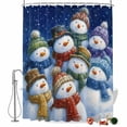 thumbnail image 2 of Blue Snowman Christmas Shower Curtains for Bathroom, Xmas Snowman Snowflake Winter Waterproof Fabric Shower Curtain, Decorative Bathroom Curtain for Bathtub, 36"x72", No Hooks Included, 2 of 9