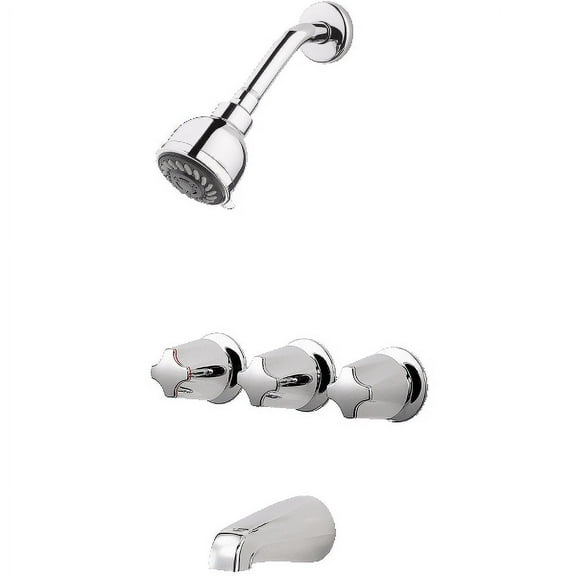 Pfister LG013110 Pfister 3-Handle Tub & Shower Faucet with Metal Knob Handles in Polished Chrome