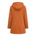 thumbnail image 6 of Jovrlynd Womens Trench Coat Long Sleeve Button Suede Winter Hooded Overcoats Trendy Long Jacket with Pockets, S-2XL, 6 of 7