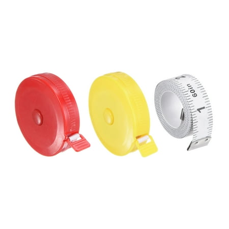 

Uxcell 3pcs 150cm Soft Retractable Measuring Tape with 150cm White Soft Ruler Bright Red Yellow