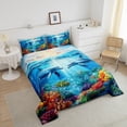 thumbnail image 4 of Erosebridal Dolphin Comforter Set Toddler Fish Bedding Set Ocean Creature Themed Comforter Sea Underwater World Quilt Set, 4 of 6