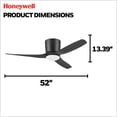 thumbnail image 3 of Honeywell Lynton 52" Ceiling Fan, Damp-Rated with LED Light & Remote Control, Matte Black, 3 of 12
