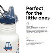 Klean Kanteen 12 oz Classic Kid's Sippy Bottle - For Little Hands - With Dust Cover & Attachable Loop - Durable, BPA-Free, Stainless Steel Material - Fits Interchangeable Caps - Cars