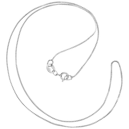 14K Solid White Gold Necklace | Box Link Chain | 14 Inch Length | .60mm Thick | With Gift Box