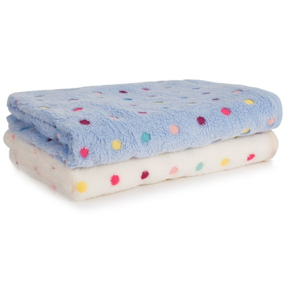 LUXMO 2 Pack Flannel Puppy Blanket Pet Cushion Small Pet Dog Cat Bed Soft Warm Sleep Mat with Paw Print Pattern