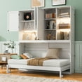 thumbnail image 1 of MODERNLUXE Twin Size Murphy Bed with Top Cabinets, Foldable Wall Bed Frame with Light, Storage Shelves and Charging Station for Small Space,White, 1 of 10