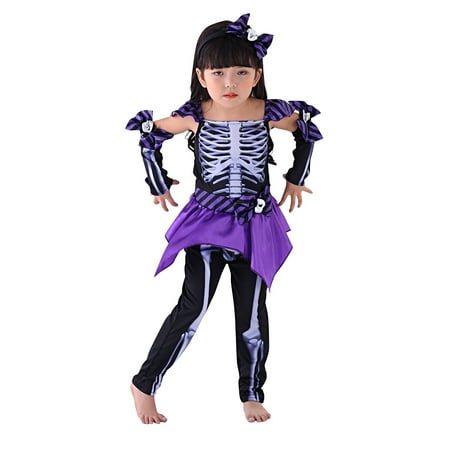 So Sydney Kids, Toddler, Girls' Deluxe Purple Skeleton Girl Halloween Costume or Outfit