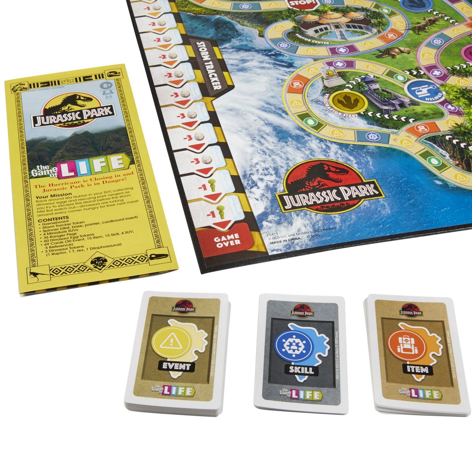 Destins Le jeu de la vie, édition Jurassic Park, jeu de plateau pour enfants inspiré du film original, dès 8 ans,