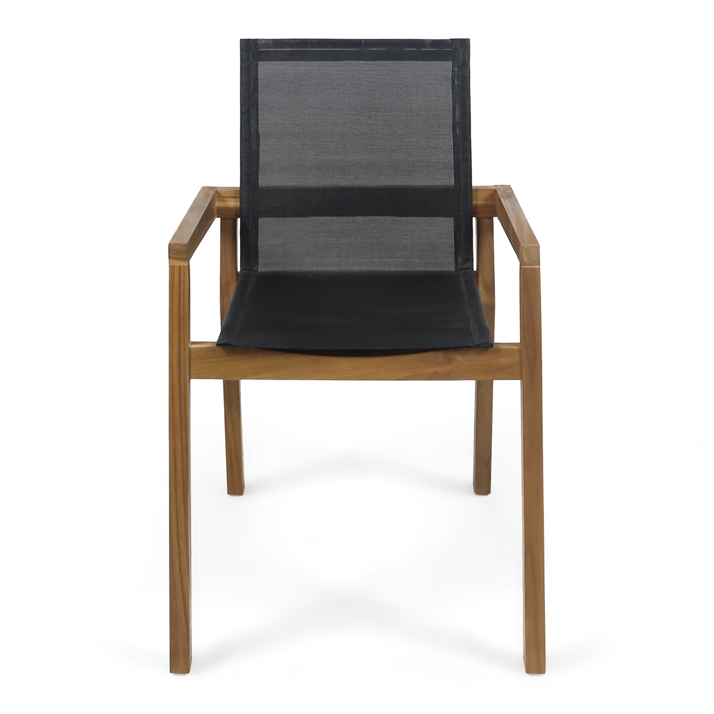Outdoor Dining Chairs Set of 2 – Solid Wood Frame with Mesh Seat, Weather-Resistant Patio Chairs with Armrests for Backyard or Poolside