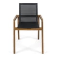 thumbnail image 5 of BELFAST Set of 2 Outdoor Dining Chairs - Acacia Wood Teak Finish with Black Mesh Seating, Weather-Resistant, Comfortable Armrests, 21.5"W x 24.25"D x 33.5"H, 5 of 13