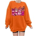 thumbnail image 3 of Fartey Women's Breast Cancer Awareness Sweatshirt Oversized Pink Ribbon Graphic Crewneck Sweatshirts Soft Comfy Long Sleeve Pullover Tops Orange M, 3 of 5