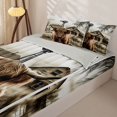 thumbnail image 3 of Erosebridal Rustic Vintage Highland Cow Pattern Zipper Twin Comforter Sets with Fitted Sheet and 2 Pillowcases,Farm Windmill Print Zipper Bedding Set,Sepia Beige,Grey Reversible, 3 of 6