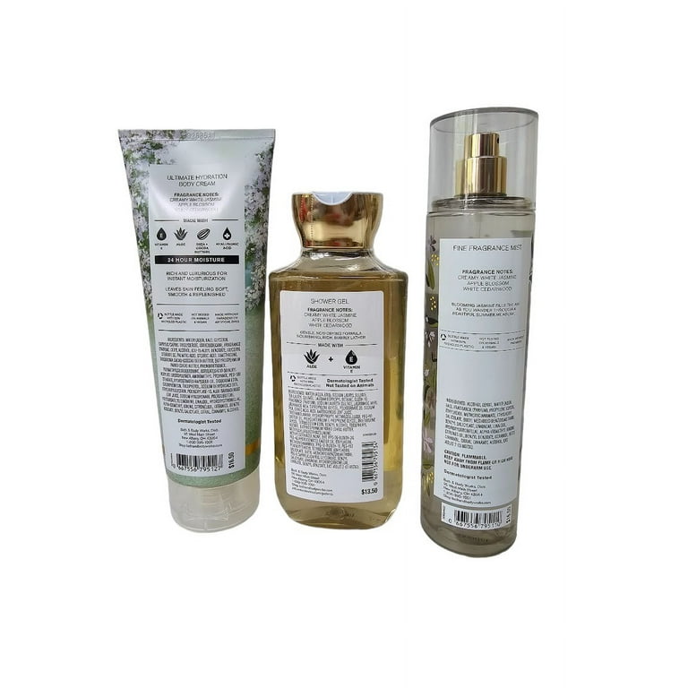Bath and Body Works White Jasmine 3 Piece set Shower Gel, Body