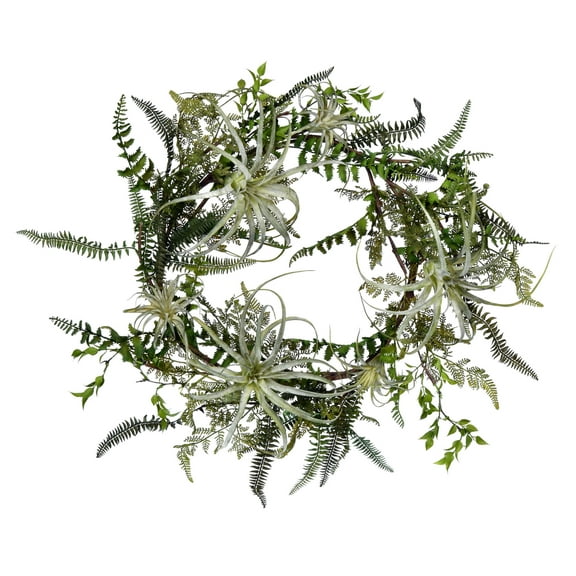 Vickerman 24" Artificial Green Fern Wreath.