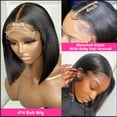 thumbnail image 3 of Straight Bob Wig Lace Front Human Hair 4x4 Lace Frontal Wigs for Women Brazilian Remy Human Hair Wigs Pre Plucked Hairline 150% Density Natural color, 3 of 8