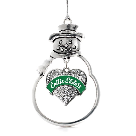 Celtic Sisters Pave Heart Snowman Holiday Ornament