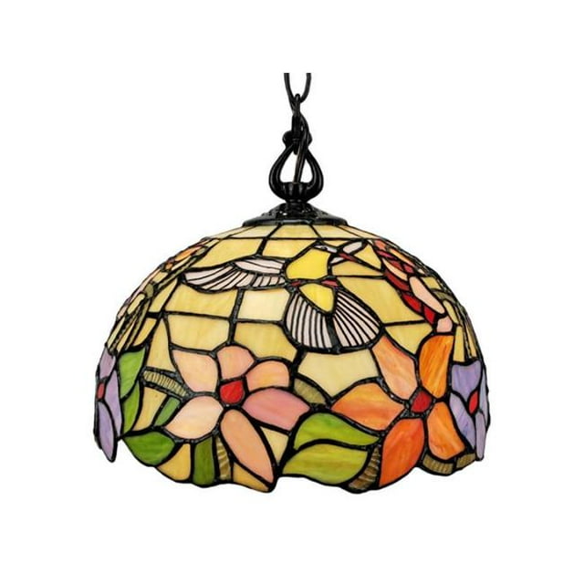 Amora Lighting AM1082HL12B Lampe Pendante Colibri Style Tiffany 1 Lumière