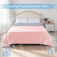 thumbnail image 2 of PYROEPLEEA Cooling Blanket Queen Size (90" x 90") for Hot Sleepers, Lightweight Breathable Soft Blanket for Night Sweats, Bed Sofa Travel, Clover Pink, 2 of 9