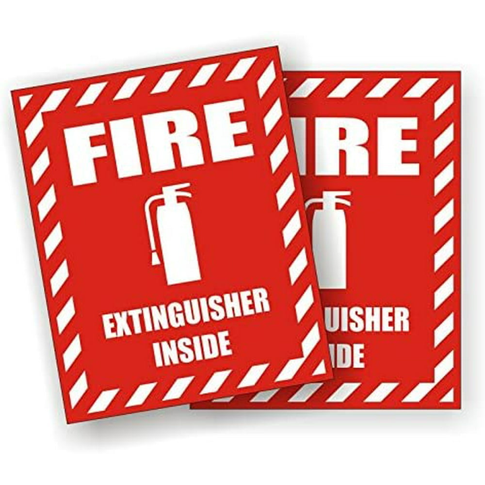 Pair Fire Extinguisher Inside Vinyl Decals Stickers Labels 2x