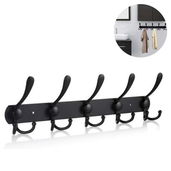 Coat Rack Wall Mounted Long,5 Tri Hooks for Hanging Coats, Coat Hooks Wall Mounted,Wall Coat Hanger,Hook Rack for Clothes,Jacket,Hats