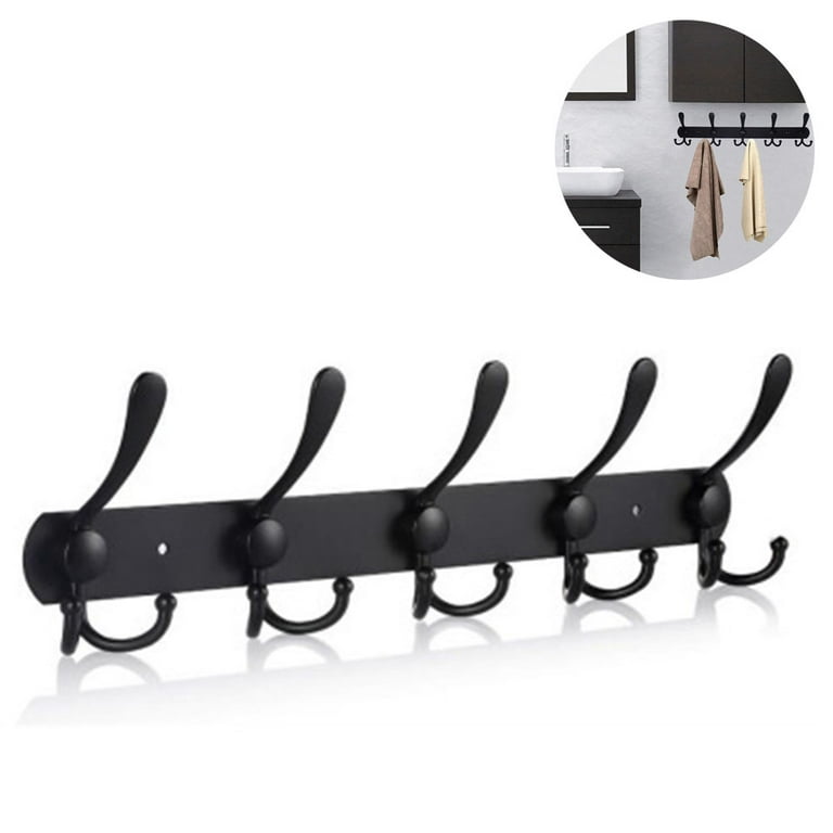 Coat Rack Wall Mounted Long,5 Tri Hooks for Hanging Coats, Coat Hooks Wall  Mounted,Wall Coat Hanger,Hook Rack for Clothes,Jacket,Hats