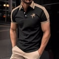 thumbnail image 2 of FUZHIQ Men's Polo Shirts Short Sleeve Color Block Horse Embroidery Casual Golf Polo Breathable Lightweight Business Daily Wear Fashion Collared Tops,XL, 2 of 6