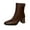 Brown, variant on Beige Ladies Winter Booties Square Toe High Block Heel Back Zip Pu Leather Casual Ankle Boots Comfort Dress