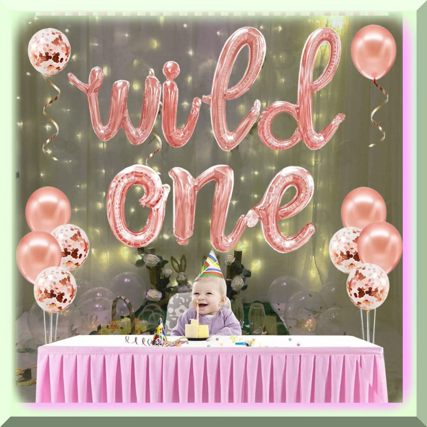 Jungle Rose Gold Wild One Balloons Banner Set Perfect for