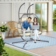 thumbnail image 3 of LEGAHOME Outdoor Wicker Egg Chairs with Stand, 2 Person Swing Chair, Heavy Duty Hammock Chair, Patio Hanging Basket Chair with Cushion, Outdoor Indoor Egg Chair for Kids Teens Adults, Beige, 3 of 8