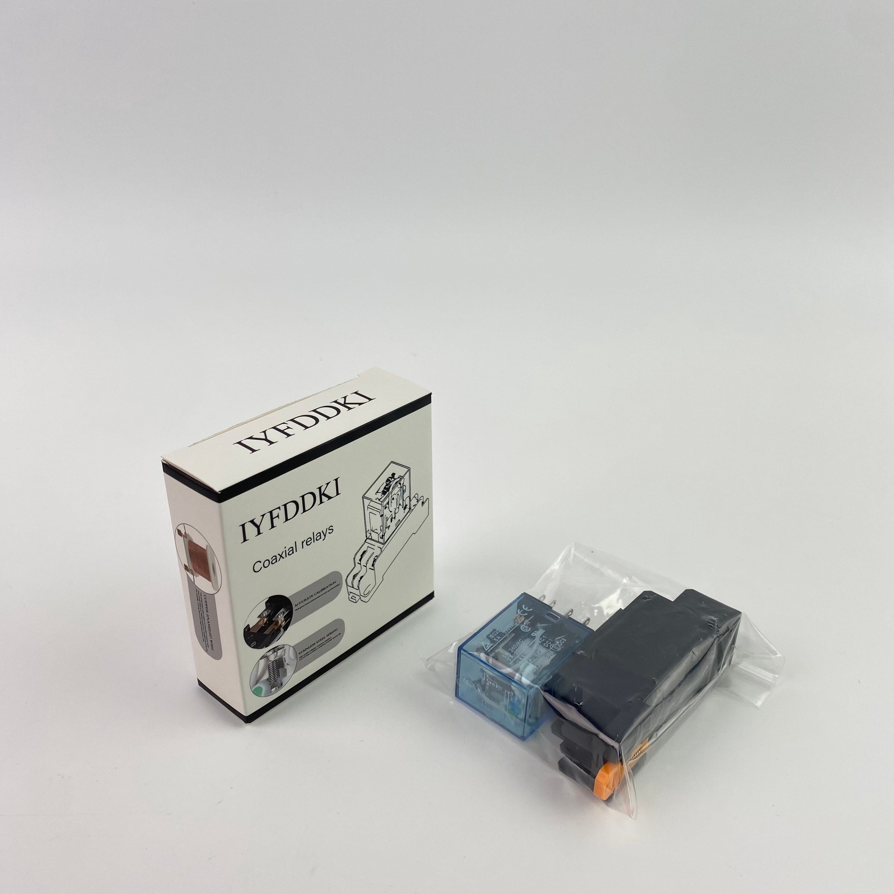 IYFDDKI Coaxial relays, electric,35mm DIN Rail DPDT 8P General Purpose Power Relay AC 24V Coil W Socket