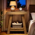 thumbnail image 2 of Finmind 2-Tier Wooden End Table, Farmhouse Slim Side Table with Storage for Living Room or Bedroom, Natural, 2 of 7