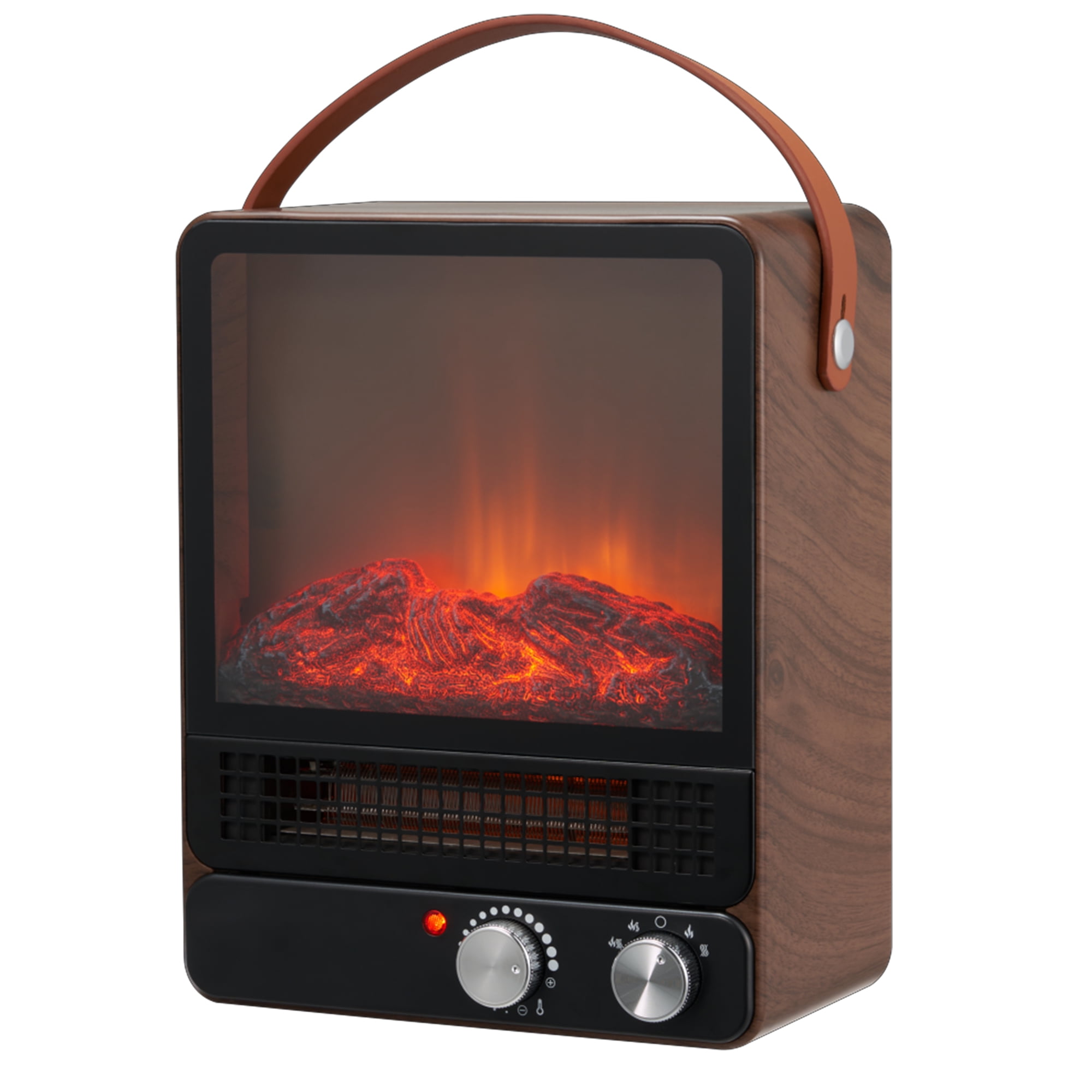 15'' Electric Fireplace Stove, 1500W Freestanding Fireplace Heater with Realistic Flame