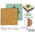 thumbnail image 4 of Inkdotpot Set of 6 Drink Coasters DecorativeNon,SlipCork Base4-inch Square PrintedCoastersEasy Clean- Cactus, 4 of 8