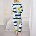 thumbnail image 5 of Junzan Daisy Striped Nautical Print Womens Pajama Sets,Long Sleeve Button Down For Women Pjs 2 Piece, 5 of 9