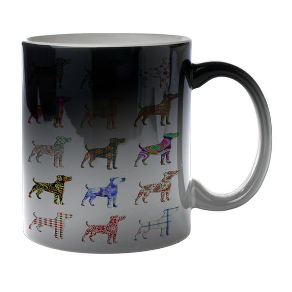 KuzmarK Black Heat Morph Color Changing Coffee Cup Mug 11 Ounce - Golden Retriever Dog