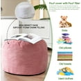 thumbnail image 4 of Round Stuffed Pouf Ottoman, Corduroy Poufs with Foam Chunk Filling, Furry and Fluffy Pouf Foot Stool Storage Ottoman, 20 X 15 Floor Poufs Foot Rest for Living Room, Pink, 4 of 13