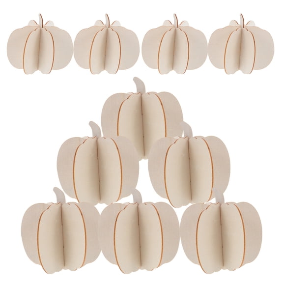 FENGGUIQU 10-Piece Sturdy Wooden Pumpkin Decorations, Unfinished Fall Harvest Table Decor for Painting Crafts and Home Party