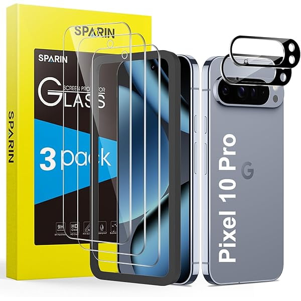 xixishop Pack of 3 + 2 Screen Protectors for Google Pixel 10 Pro Tempered Glass with Camera Protection and Mounting Frame, 9H Hardness Screen Protector