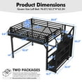 thumbnail image 3 of Aukfa Queen Metal Loft Bed with Stairs, Wardrobe, Shelves, USB Ports & LED Lights, Space-Saving Bed Frame for Adults & Kids, Black, 3 of 8